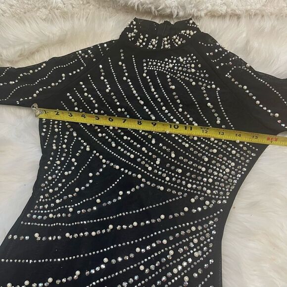 Unbranded Luxury Rhinestones & Pearls Feather Mini dress feather accents Size S - Picture 10 of 16